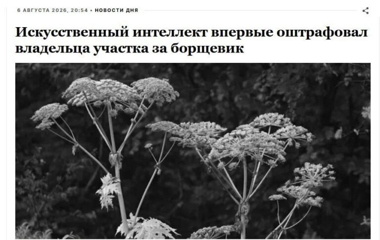 Искусственный интеллект впервые выписал штраф за борщевик на участке