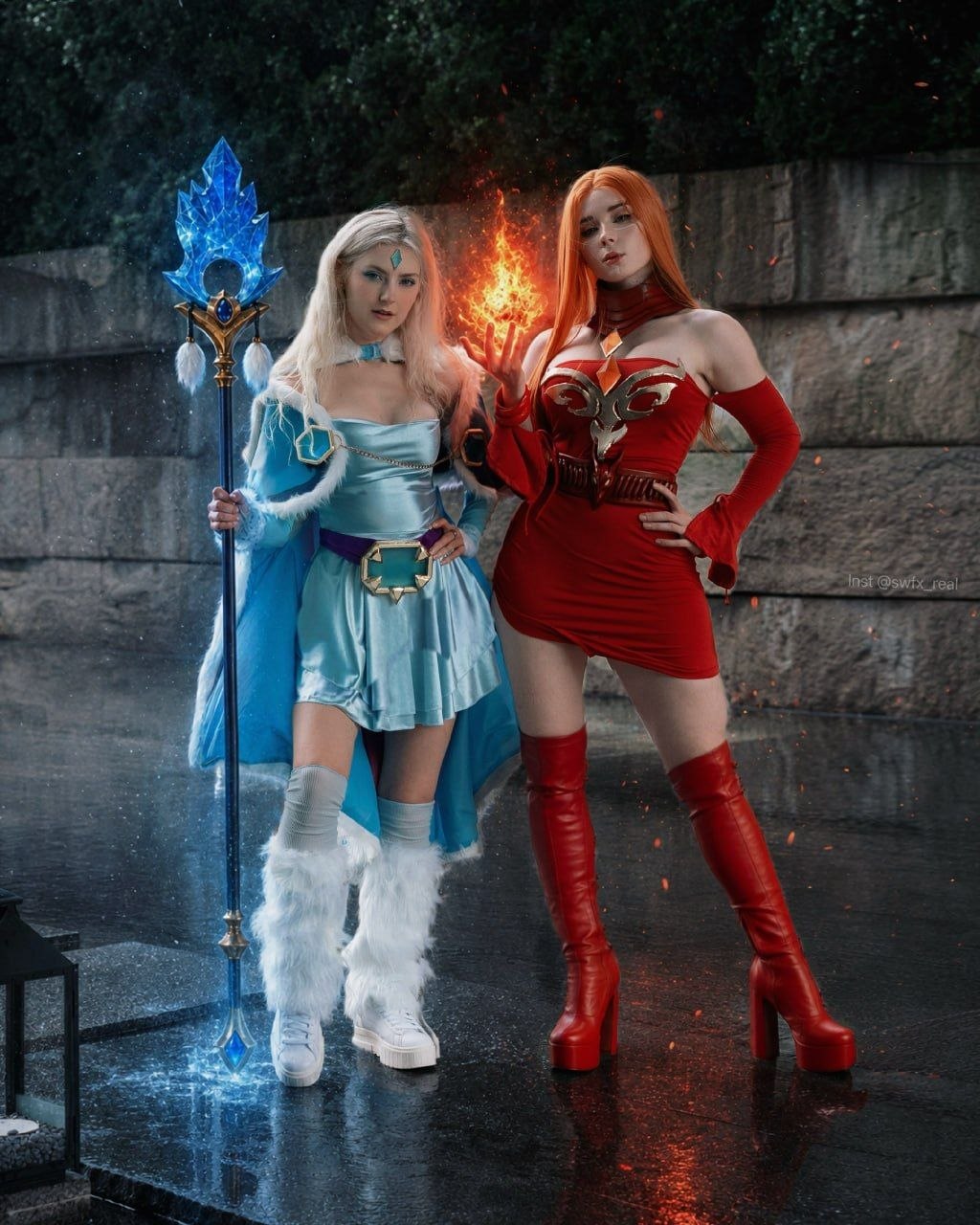 Sweetie Fox и Eva Elfie сделали парный косплей на Lina и Crystal Maiden из Dota 2 в честь…