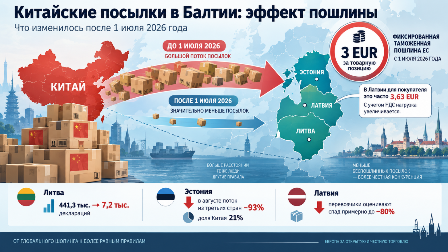 Таможенная реформа ЕС для e-commerce: пошлина 3 EUR уже действует, обязательные PID вводятся 1 ноября